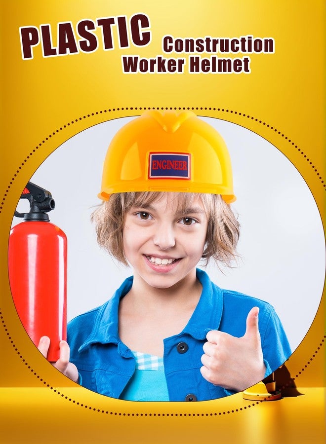 Cotiny 2 Pack Kids Construction Hats Plastic Construction Worker Helmet Kids Toy Construction Hard Hats for Boys Girls Construction Themed Party Supplies - Image 4